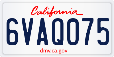 CA license plate 6VAQ075