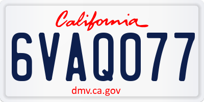 CA license plate 6VAQ077
