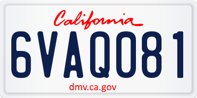 CA license plate 6VAQ081