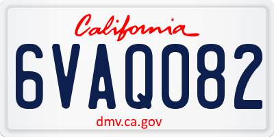 CA license plate 6VAQ082