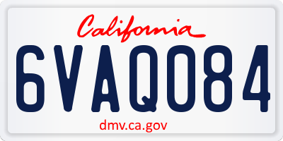 CA license plate 6VAQ084
