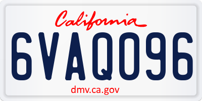 CA license plate 6VAQ096