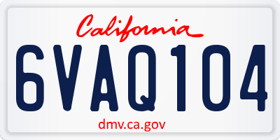 CA license plate 6VAQ104