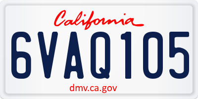 CA license plate 6VAQ105