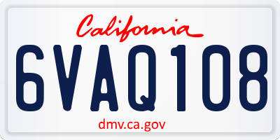 CA license plate 6VAQ108