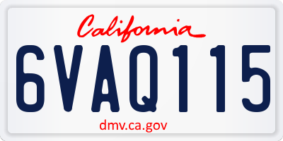 CA license plate 6VAQ115