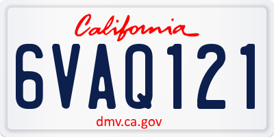 CA license plate 6VAQ121