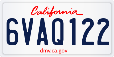 CA license plate 6VAQ122