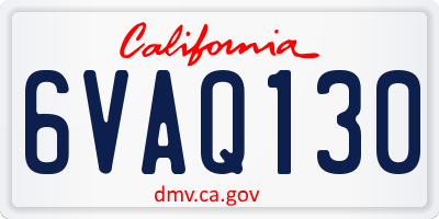 CA license plate 6VAQ130