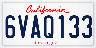CA license plate 6VAQ133