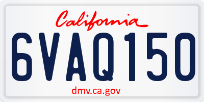 CA license plate 6VAQ150