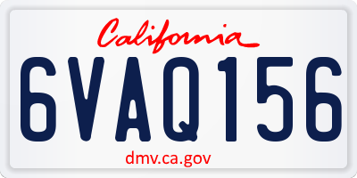 CA license plate 6VAQ156