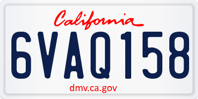 CA license plate 6VAQ158