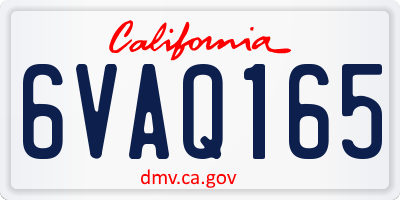 CA license plate 6VAQ165