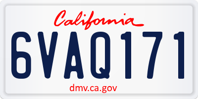 CA license plate 6VAQ171