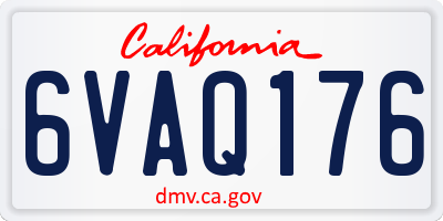 CA license plate 6VAQ176