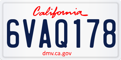 CA license plate 6VAQ178