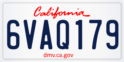 CA license plate 6VAQ179