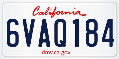 CA license plate 6VAQ184