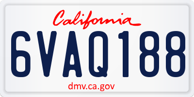 CA license plate 6VAQ188