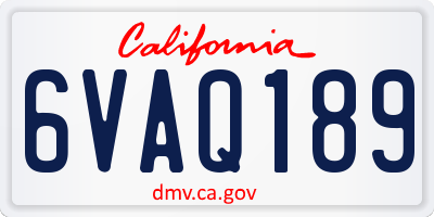 CA license plate 6VAQ189
