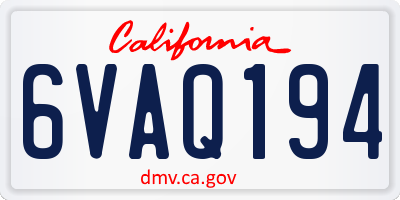 CA license plate 6VAQ194