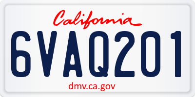 CA license plate 6VAQ201