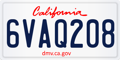 CA license plate 6VAQ208