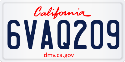 CA license plate 6VAQ209