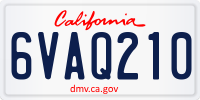CA license plate 6VAQ210