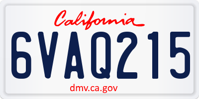 CA license plate 6VAQ215