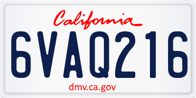 CA license plate 6VAQ216