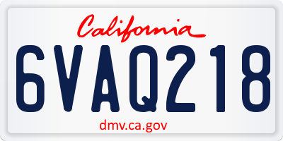 CA license plate 6VAQ218