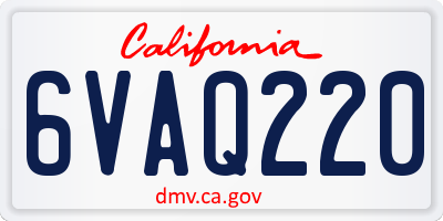 CA license plate 6VAQ220