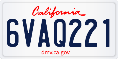 CA license plate 6VAQ221