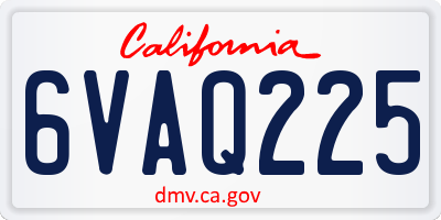 CA license plate 6VAQ225