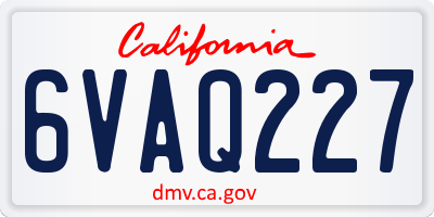 CA license plate 6VAQ227