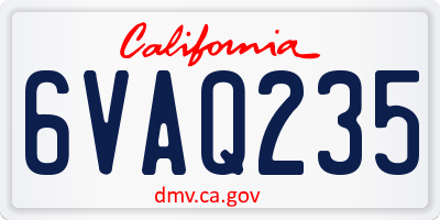 CA license plate 6VAQ235