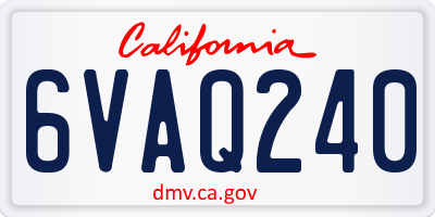 CA license plate 6VAQ240