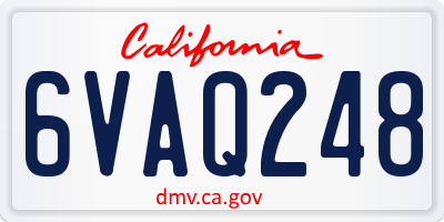 CA license plate 6VAQ248