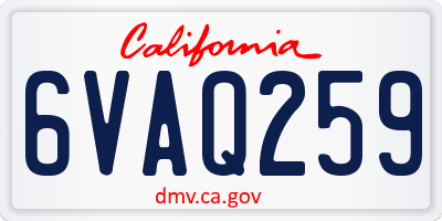 CA license plate 6VAQ259