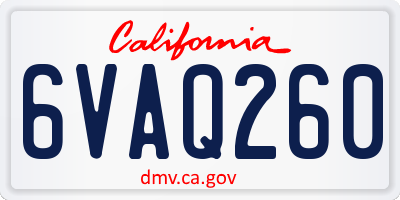 CA license plate 6VAQ260
