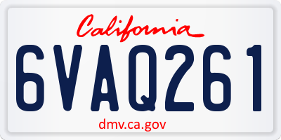 CA license plate 6VAQ261