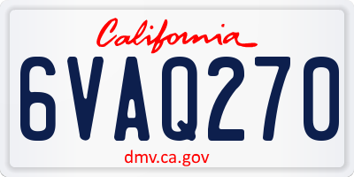 CA license plate 6VAQ270