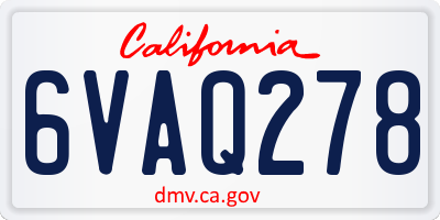 CA license plate 6VAQ278