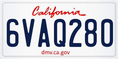 CA license plate 6VAQ280