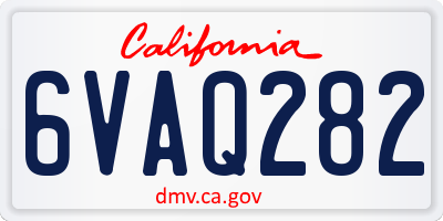 CA license plate 6VAQ282