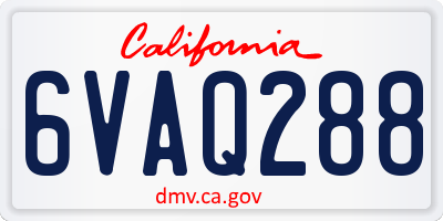 CA license plate 6VAQ288