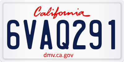 CA license plate 6VAQ291
