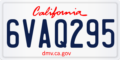 CA license plate 6VAQ295